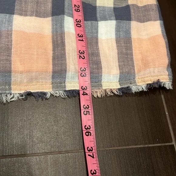 Bella Dahl Dress Lace-Up Back Plaid Midi pink and blue Size Small - Picture 8 of 9